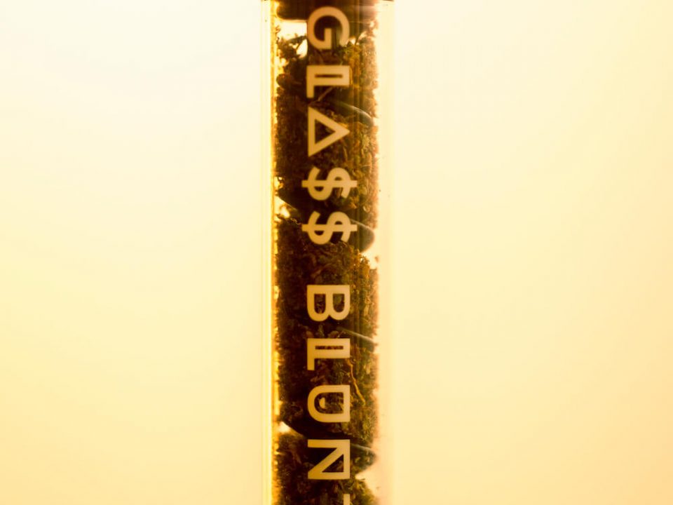 Glass blunt filled up with weed